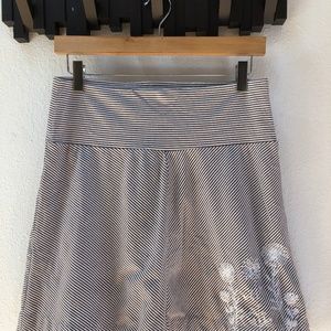 Organic Striped Skirt with Embroidery - flattering